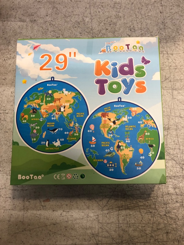 Photo 1 of BooTaa 2 Pack 29" Large Dart Board for Kids, Kids Dart Board 20 Sticky Balls, Indoor/Outdoor Fun Party Favors, Boys Girls Toys, Birthday Toy Gifts for 3 4 5 6 7 8 9 10 11 12 Year Old Boys Girls Kids Earth-Western Eastern Hemisphere