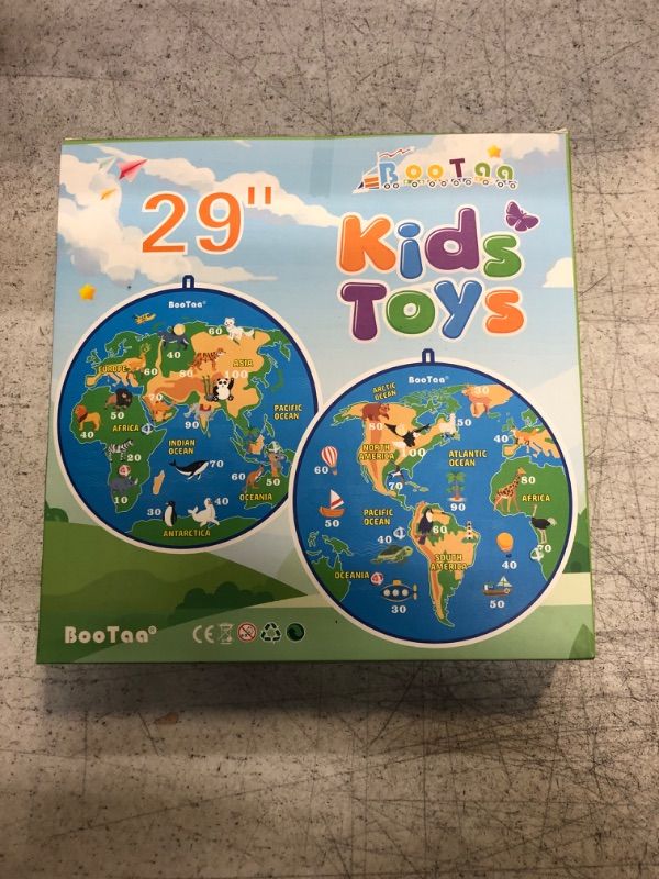 Photo 1 of BooTaa 2 Pack 29" Large Dart Board for Kids, Kids Dart Board 20 Sticky Balls, Indoor/Outdoor Fun Party Favors, Boys Girls Toys, Birthday Toy Gifts for 3 4 5 6 7 8 9 10 11 12 Year Old Boys Girls Kids Earth-Western Eastern Hemisphere