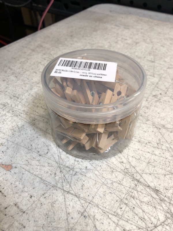 Photo 1 of 50 PCS Push Pin with Wooden Clips, Durable Wooden Push Pins Clips, Decorative Thumb Tacks, Push pins for Cork Board, Photos, Craft Projects, Offices and Homes
