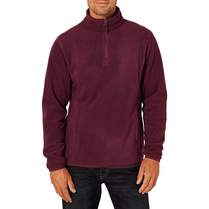 Photo 1 of Amazon Essentials Men's Quarter-Zip Polar Fleece Jacket Polyester Burgundy X-Large