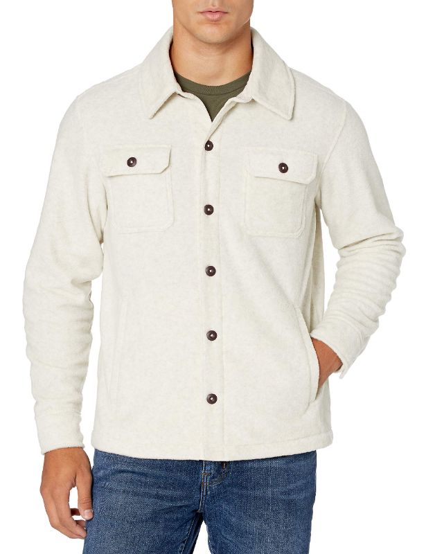 Photo 1 of Amazon Essentials Men's Long-Sleeve Polar Fleece Shirt Jacket Large Oatmeal Heather