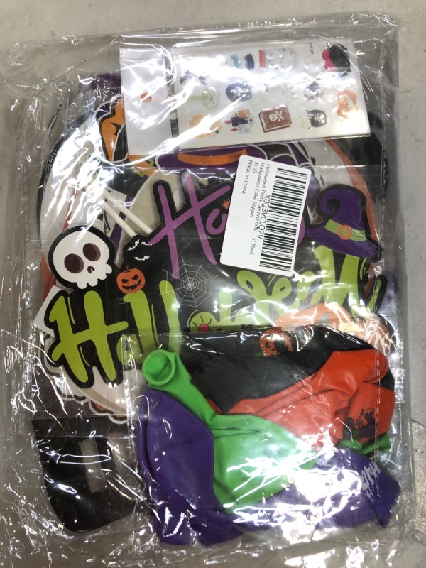 Photo 2 of Halloween Party Decorations, Happy Halloween Banner with Ghost and Halloween Cartoon Balloons and Glow Stickers, Glasses Decoration and Pumpkin Ghost Mask Halloween Cake Topper……