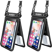 Photo 1 of 2 Packs Double Space Waterproof Mobile Phone Bag Diving Protective Case Swimming Rain Proof Mobile Phone Bag Sealed Plastic Waterproof Bag (Black)