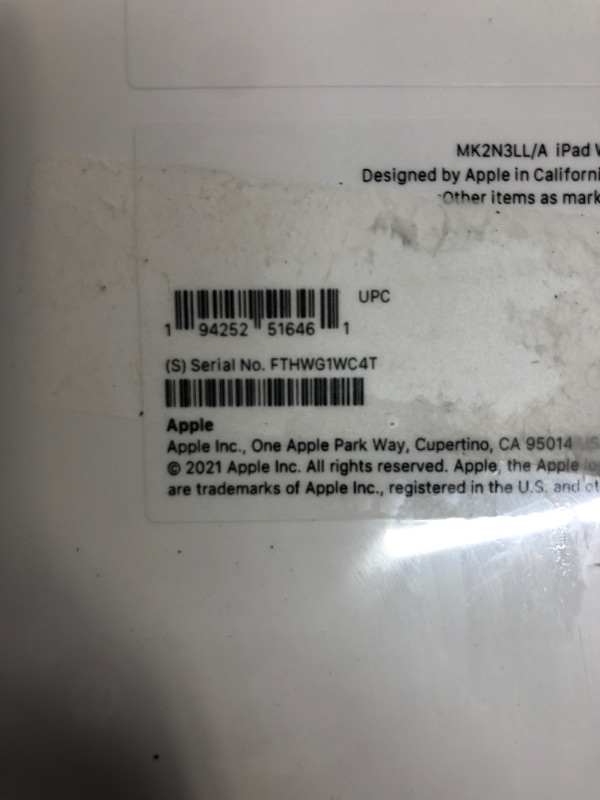 Photo 4 of Apple iPad 10.2-inch Wi-Fi 256GB (2021, 9th Generation) - Space Gray*****Factory Sealed
