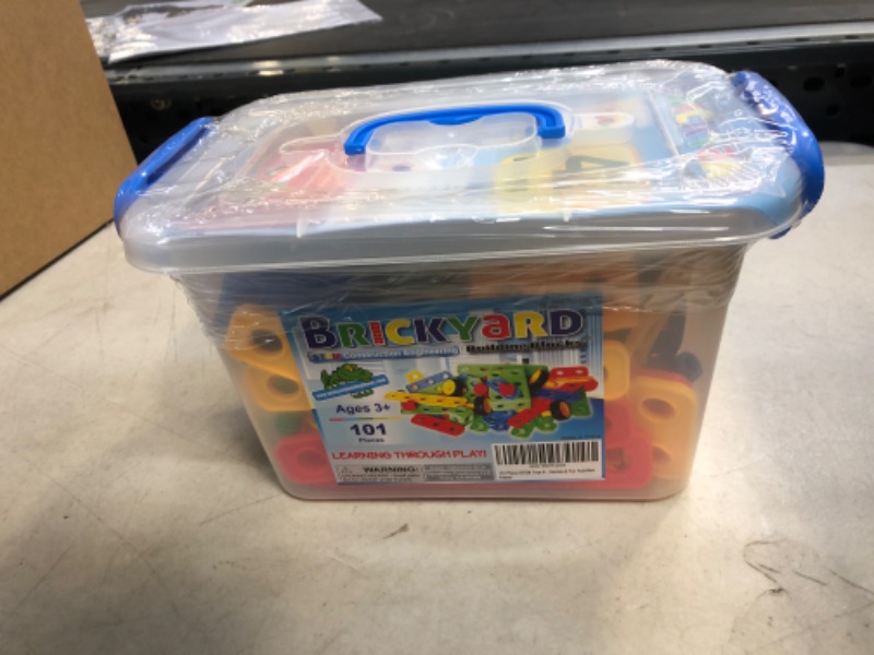 Photo 2 of Brickyard Building Blocks STEM Toys - Educational Building Toys for Kids Ages 4-8 with 101 Pieces, Tools, Design Guide and Toy Storage Box, Gift for Boys & Girls
