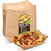 Photo 1 of 110 PCs Paper Food Trays Disposable - 3 lbs. Capacity Premium Craft Paper Food Boats for Nachos, Treats, Fast Food – Greaseproof & Eco-Friendly Nacho Boats for Carnival