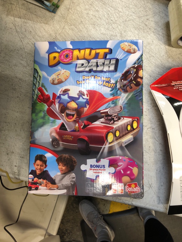 Photo 2 of Goliath Donut Dash Game w/ 24pc Puzzle - Race to Pick Up Matching Donuts, Racecar Does Real Donuts On Table Or Hard Floor - Includes 24-Piece Puzzle