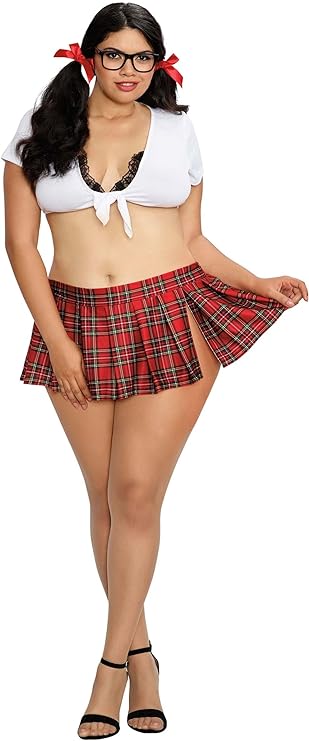 Photo 1 of Dreamgirl Sexy Tie-Front Crop Top Schoolgirl Costume for Women -- Large
