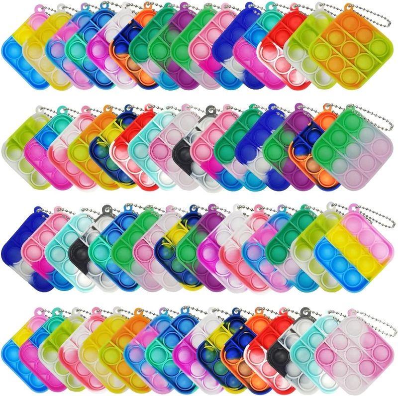 Photo 1 of 120 Pcs Tie Dye Squeeze Pop Bubble Simple Fidget Sensory Toys, Keychain Wrap Small Pop Bulk Classroom Prizes Relieve Anxiety Stress Toy for Kids Adult
