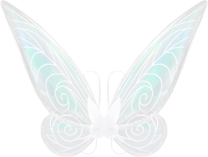Photo 1 of YCNASSS Fairy Wings Butterfly Wings Dress Up Sparkling Sheer Angel Wings Halloween Costume Fairy Wings for Girls Kids (White)

