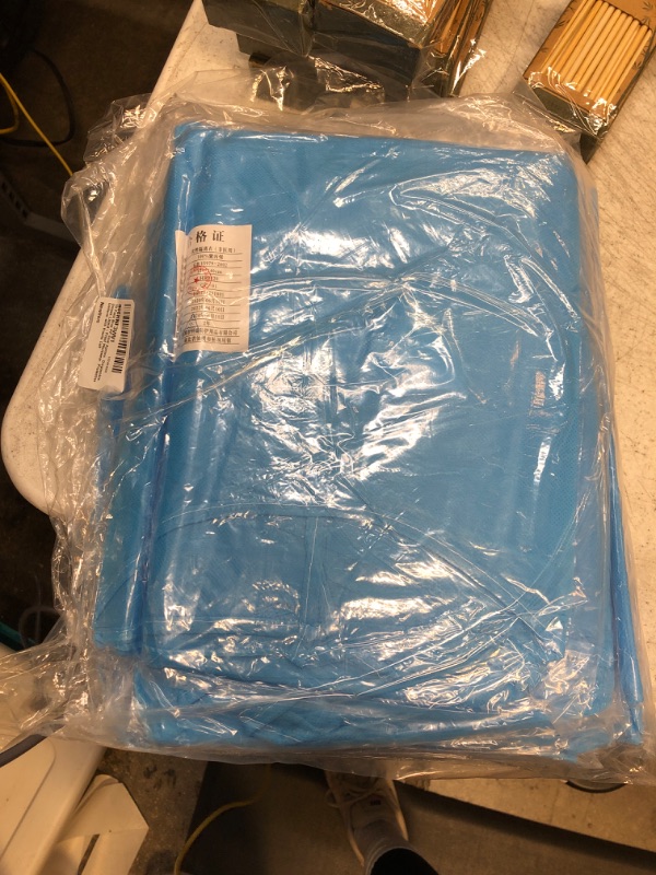 Photo 2 of 10 Pack Blue PP Coat Aprons. Disposable. Unisex Liquid-Proof Workwear. Protective Uniform with Elastic Cuff