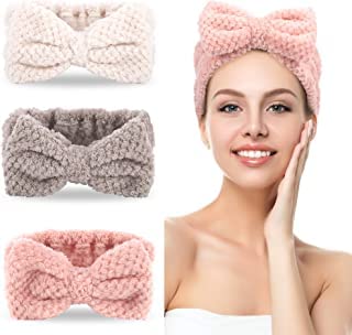 Photo 1 of 3 Pack - Spa Headband For Washing Face Makeup Holds Hair Women Face Wash Band Skincare Bowtie Beauty Band (White, Pink, Gray)
