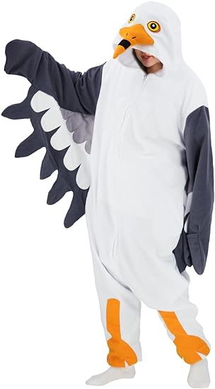 Photo 1 of Adult Seagull One Piece Pajamas Animal Cosplay Halloween Costume for Men Women
