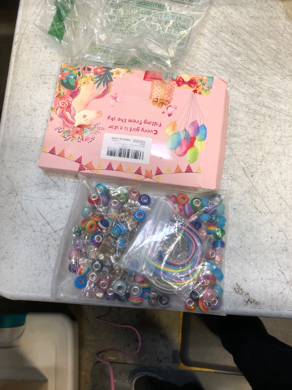 Photo 2 of 180 Pcs Charm Bracelet Making Kit for Girls, Mckanti Unicorn Mermaid Crafts Gifts Set Charm Bracelets Kit DIY Jewelry Making Supplies with Beads, Pendant, Bracelets, Necklace Cords for Teens Girls