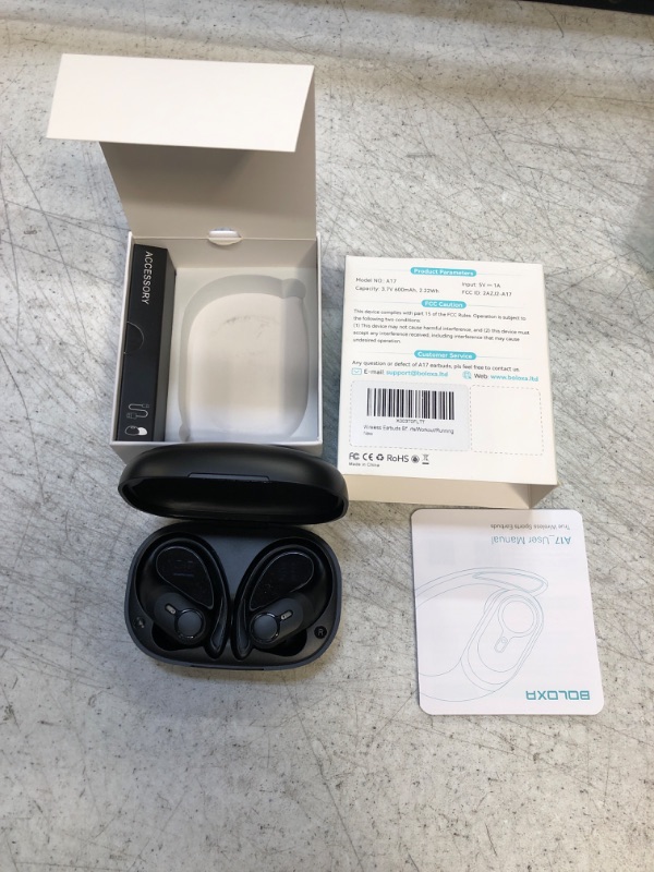 Photo 2 of Wireless Earbuds Bluetooth Headphones 70hrs Playback Ear Buds IPX7 Waterproof with Wireless Charging Case & Dual Power Display Over-Ear Stereo Bass Earphones with Earhooks for Sports/Workout/Running Black