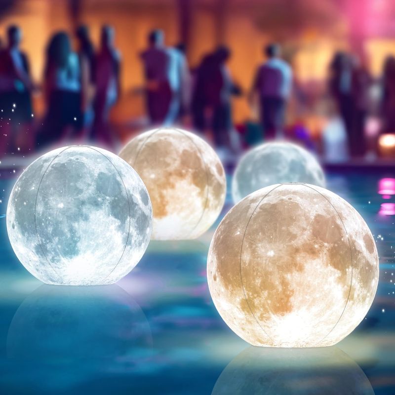 Photo 2 of TIALLY Full Moon Floating Pool Lights Solar Powered - 14", That Float, Inflatable Waterproof Led Light Balls, Swimming Pool Accessories for Inground Pools, Party Decor for Outdoor (4 Pack)
