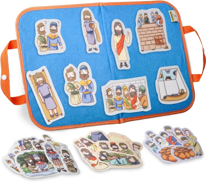 Photo 1 of CHEFAN Felt/Flannel Board Story Set of 4,PRECUT Felt Pieces for Preschool Toddlers Circle Time,Bible Story,Jesus Heals A Paralytic,The Transfiguration,Conversion of Cornelius,Turns Water into Wine
