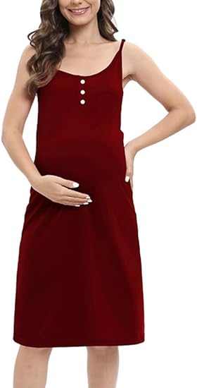 Photo 1 of 3XL Women's Nursing Nightgown Maternity Nightgown Lounge Dress for Breastfeeding Maternity Full Slips Sleepwear