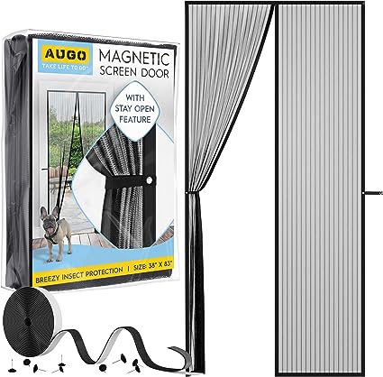 Photo 1 of   SIE 39 X 83 AUGO Magnetic Screen Door - Self Sealing, Heavy Duty, Hands Free Mesh Partition Keeps Bugs Out - Pet and Kid Friendly - Patent Pending Keep Open Feature - 38 Inch x 83 Inch