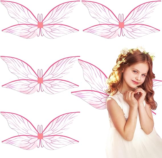 Photo 1 of Cindeer 4 Pcs Fairy Wings Sheer Butterfly Wings Fairy Costume Princess Wings for Kids Women Halloween Cosplay Party