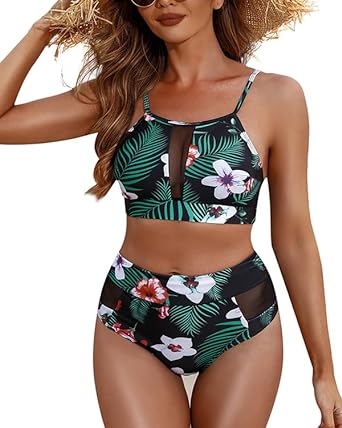 Photo 1 of Ethlauff Two Piece Swimsuit for Women High Waisted Tummy Control Bikini Sets -- Size Medium
