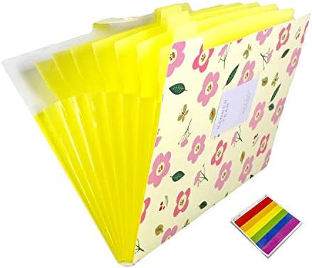 Photo 1 of Expanding Files Folder 8 Pockets A4 Accordion File Organizer,Index Accordion Binder High Capacity Expanding Document Folder for Business Office Study(Flower Yellow)
