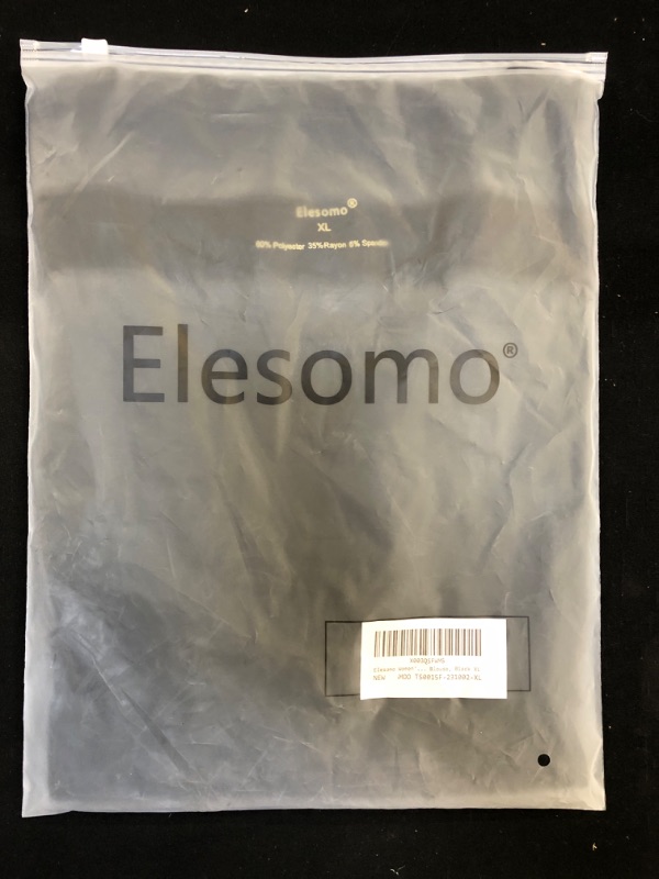 Photo 1 of Elesomo Womens Tops Casual V-Neck Loose Short Puff Sleeve Summer Shirts X-Large Black