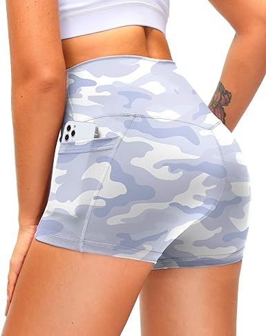 Photo 1 of Women's High Waist Yoga Shorts with Side Pockets Tummy Control Running Gym Workout Biker Shorts for Women 8" /3" -- Size 2XL
