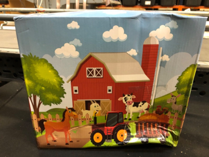 Photo 2 of Big Red Barn Farm Figures Animals Toys for Toddlers, Cute Farm Figurines, Fence and Farmer Vehicle Toy Truck Pretend Farm Playset for 3+ Years Old Kids Girls Boys Educational Learning Toys Barn Farm Animals Playset