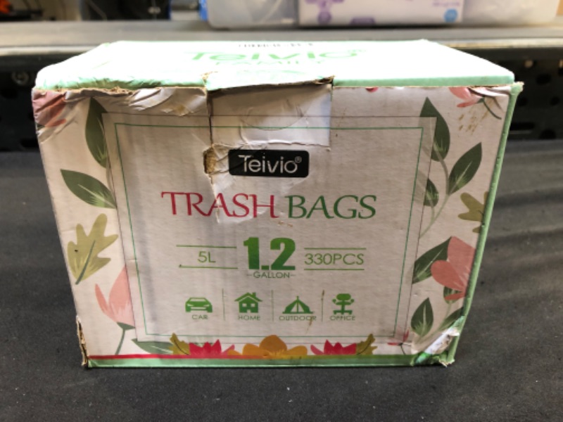 Photo 2 of 1.2 Gallon 330 Counts Strong Trash Bags Garbage Bags by Teivio, Bathroom Trash Can Bin Liners, Small Plastic Bags for home office kitchen (Clear)
