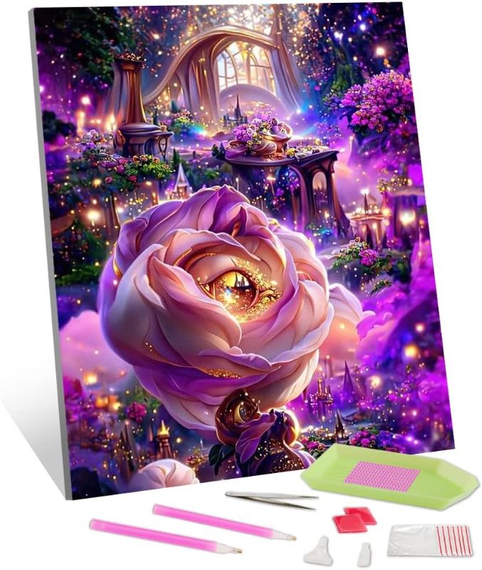 Photo 1 of 
TISHIRON Diamond Painting Kit Rose Forest Diamond Art Kits Flower Diamond Painting Kits Misty Forest and Pink Rose 5D Diamond Painting Picture Arts Craft...