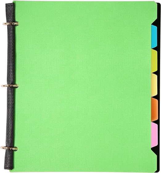Photo 1 of WOT I All-in-one Notebook Binder, Refillable 3 Ring Binder with Movable 5-tab Pockets Dividers+1 Snap Button Pouch+Graph Paper+College Ruled Paper, Green