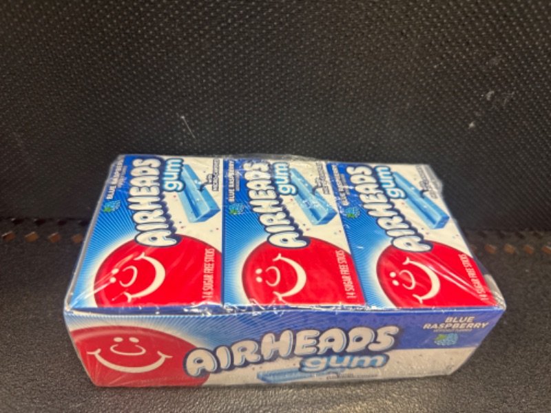 Photo 1 of Air Heads Gum With Micro-Candies Blue Raspberry 12 Count Sugar Free EXP 3-2025