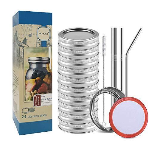 Photo 1 of 24 Sets Regular Mouth Jars Lids And Bands For Canning Jar Leak Proof Splittype C
