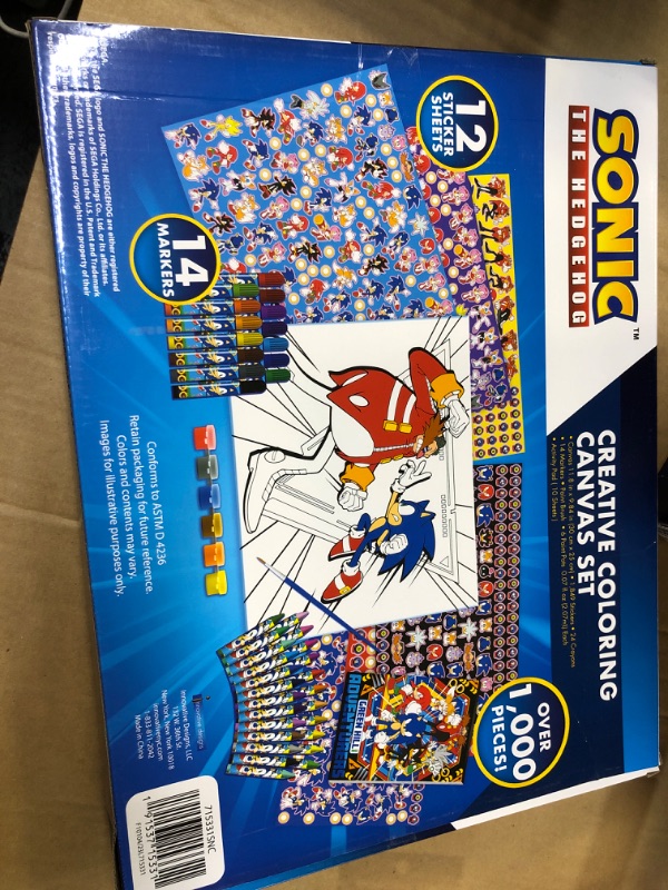 Photo 2 of Innovative Designs Sonic The Hedgehog Creative Coloring Canvas Painting and Activity Set for Kids, 1000+ pcs