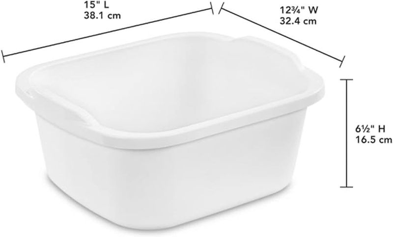 Photo 1 of 2pcs----Sterilite 12 Quart Durable Heavy Duty Reinforced Plastic Kitchen Dishpan Basin  
