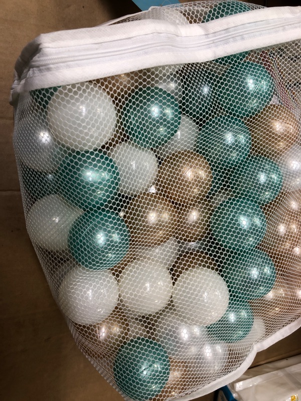 Photo 2 of Heopeis Ball Pit Balls for Kids Toddlers Pit Balls, Playpen - Crush Proof Plastic Balls Children's Toy Balls Macaron Ocean Balls, 2.2inches Pearl Green+Pearl Brown+Pearl Mintgreen+Beige