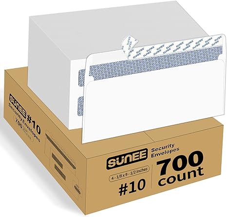 Photo 1 of 700 Pack #10 Double Window Envelopes Self-Seal - No. 10 Security Envelopes - For Invoices, Statements, And Return Envelopes - Size 4-1/8 X 9-1/2 Inches - White - 24LB
