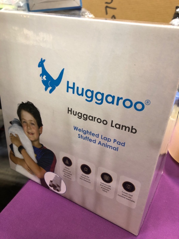 Photo 2 of Huggaroo Weighted Lap Pad Lamb- Sensory Stuffed Animals - 3.6 lb Large 29 x 8 in for Anxiety and Autism Comfort – Stocking Stuffer