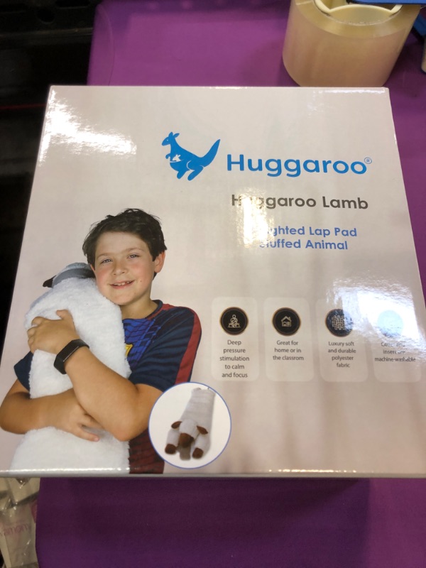 Photo 2 of Huggaroo Weighted Lap Pad Lamb- Sensory Stuffed Animals - 3.6 lb Large 29 x 8 in for Anxiety and Autism Comfort – Stocking Stuffer