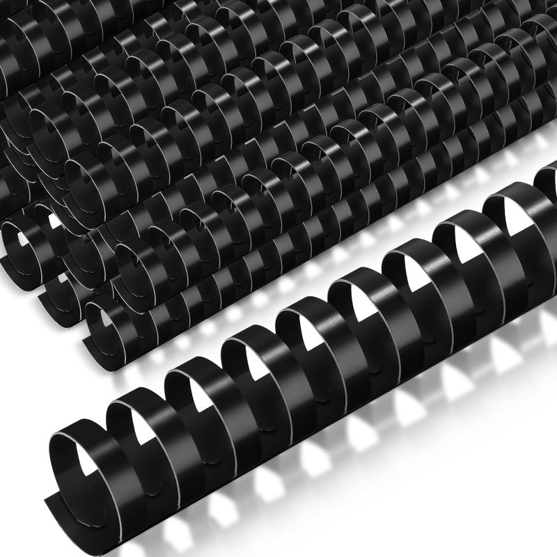 Photo 1 of Jetec 300 Pack 1 Inch Diameter 19 Ring Plastic Comb Binding Spines Bulk, 200 Sheets Capacity, Black Plastic Spiral Binding Coils for Notebook Calendar Picture