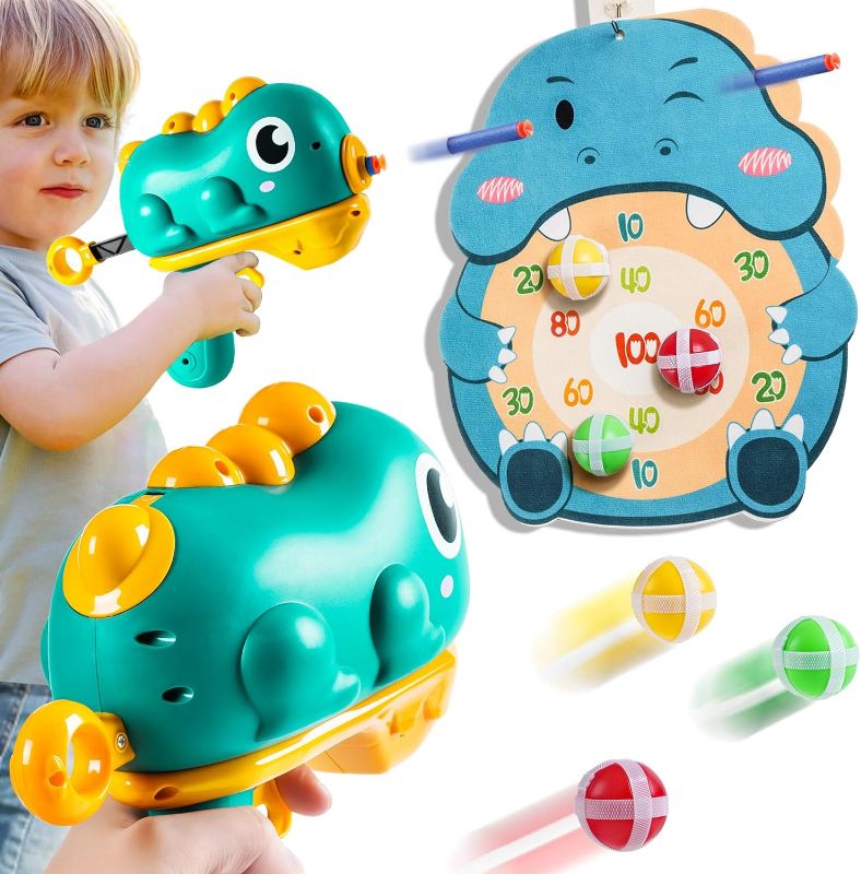 Photo 1 of Dinosaur Dart Board for Ages 3 4 5 6 7 8 Kid Sticky Balls Foam Blaster Indoor Outdoor Shooting Party Game Launcher Gift for Toddler Girl Boy Ages 3-5 6-8 Kid 3 4 5 6 7 8 Years Old Christmas Birthday