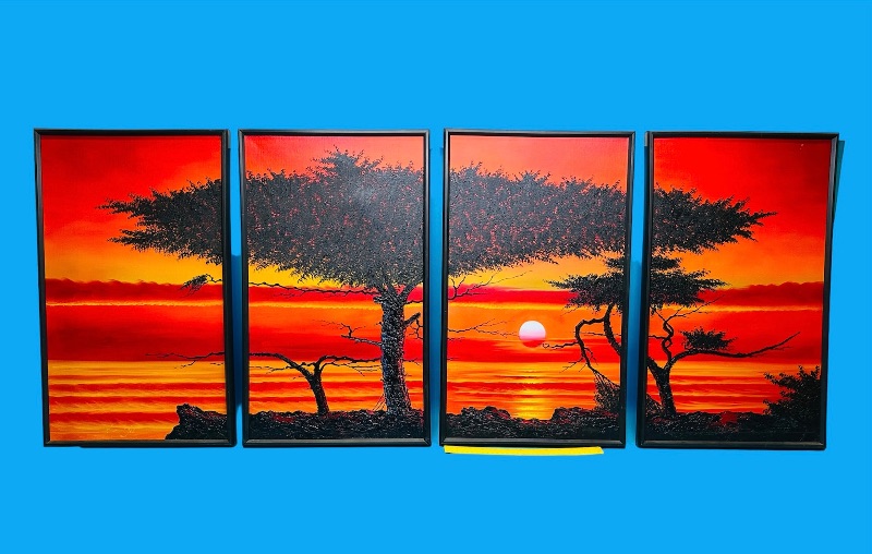 Photo 1 of 686337…4 piece canvas artwork painting 14 x 25” each piece 