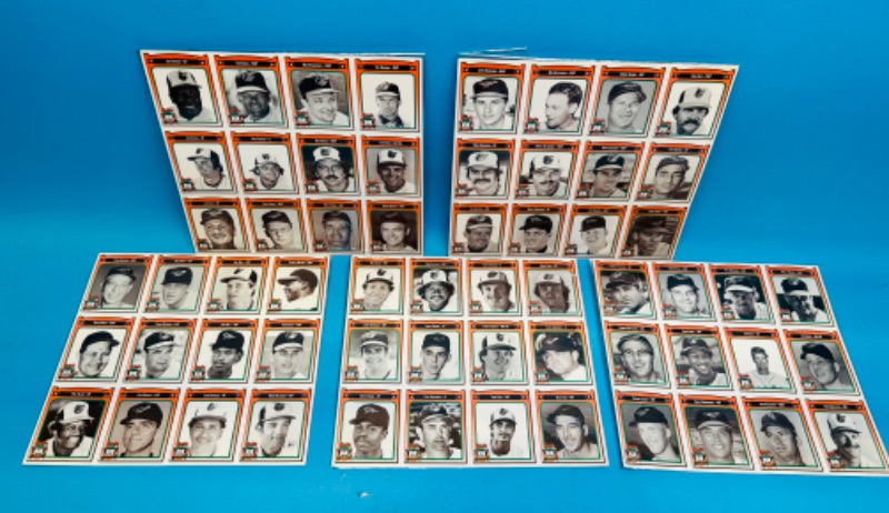 Photo 1 of 686377…5  vintage uncut sheets Baltimore Orioles  factory cards- rare