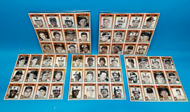 Photo 1 of 686378… 5  vintage uncut sheets Baltimore Orioles  factory cards- rare