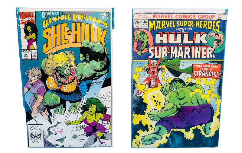 Photo 1 of 686393…2 vintage comics in plastic sleeves- Hulk and She-hulk