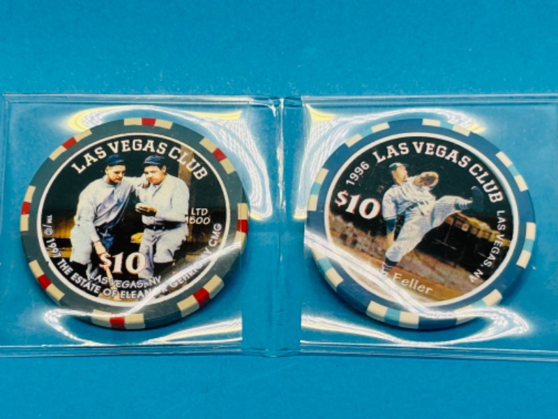 Photo 2 of 686412…2 vintage Las Vegas Club casino $10 sports chips 1996/1997