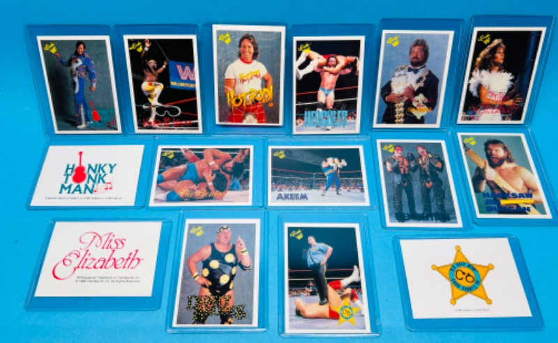 Photo 1 of 686460… 15 classic WWF wrestling cards in hard plastic sleeves 