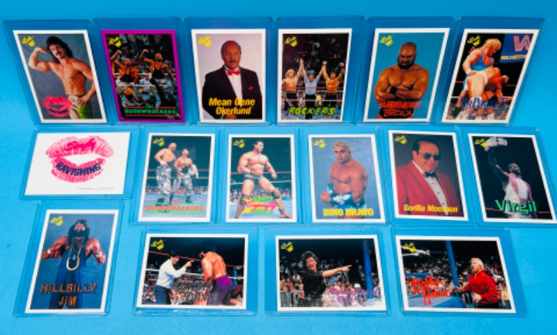 Photo 1 of 686461… 15 classic WWF wrestling cards in hard plastic sleeves 