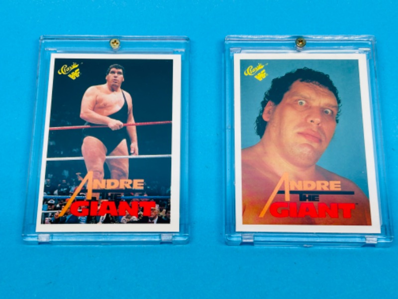 Photo 1 of 686467…2 classic  Andre the Giant WWF cards in hard plastic cases